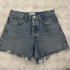 Agolde Distressed Blue Jean Shorts
